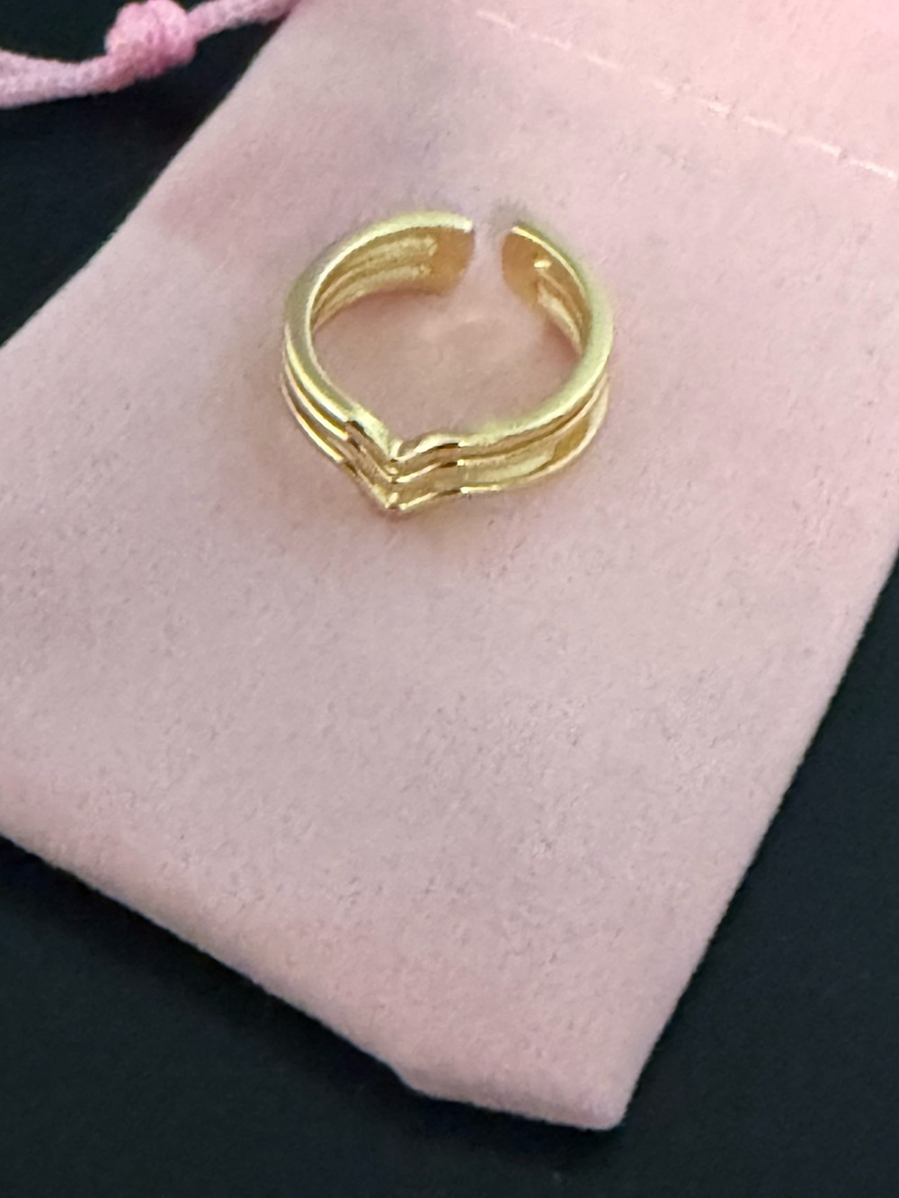 Gold tone Triple V Stack Adjustable Ring!